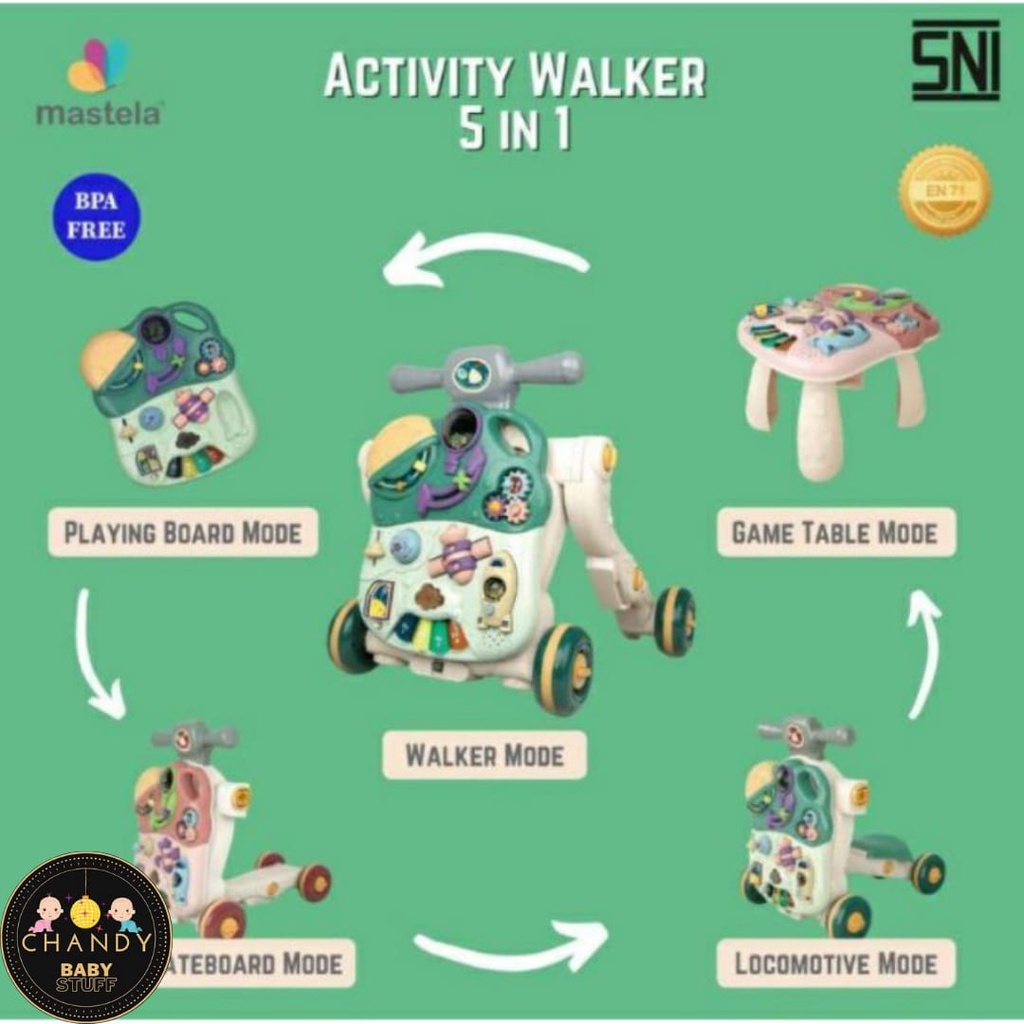 MASTELA ACTIVITY PUSH MUSIC WALKER 5 IN 1 ALAT BELAJAR JALAN BAYI