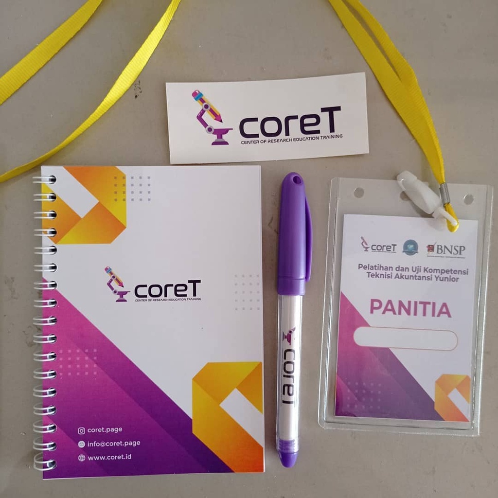 

SEMINARKIT (NOTES A6 SPIRAL,NAMETAG,STIKER,PULPEN)2 HARI