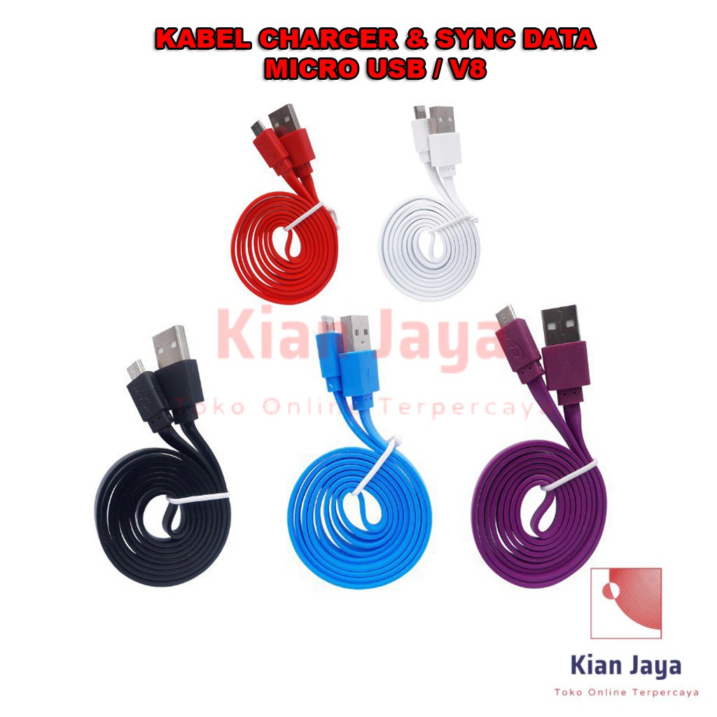 PGT202 - Kabel Charger &amp; Sync Data Cable Charge Micro USB V8 Original 1.5A Warna Original