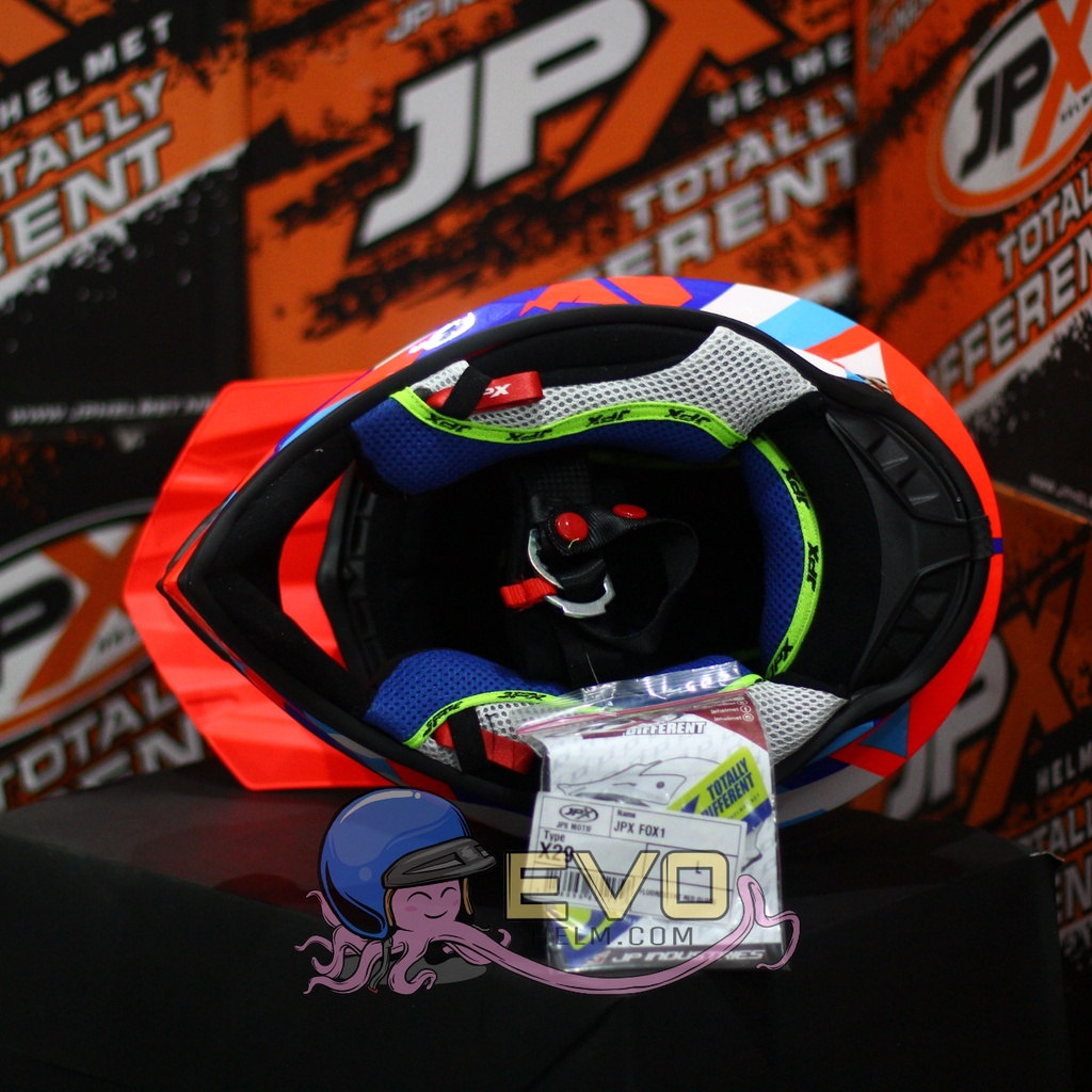 HELM JPX CROSS_FOX1 SERI X29 - FLUO RED GLOSS + GOOGLE SNAIL (ONGKIR 2 KG) HELM JPX TERBARU