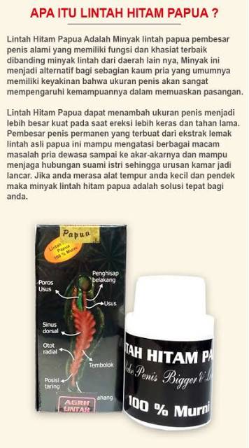 Terbukti Minyak Lintah Papua Original Hitam Pekat Asli Pembesar Alat Kelamin Tahan Lama Pria Shopee Indonesia