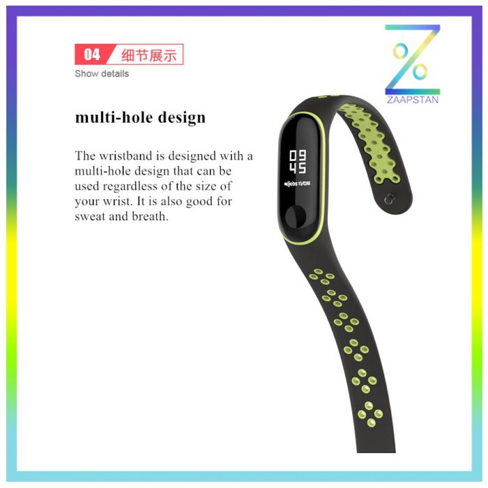 Mijobs Sport Strap Watchband Breathable Silicone Xiaomi Mi Band 3/4 - Black/Gray