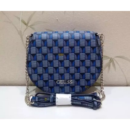 Guess Jetset Woman Shoulder Bag - Blue Multi - Tas Wanita Limited