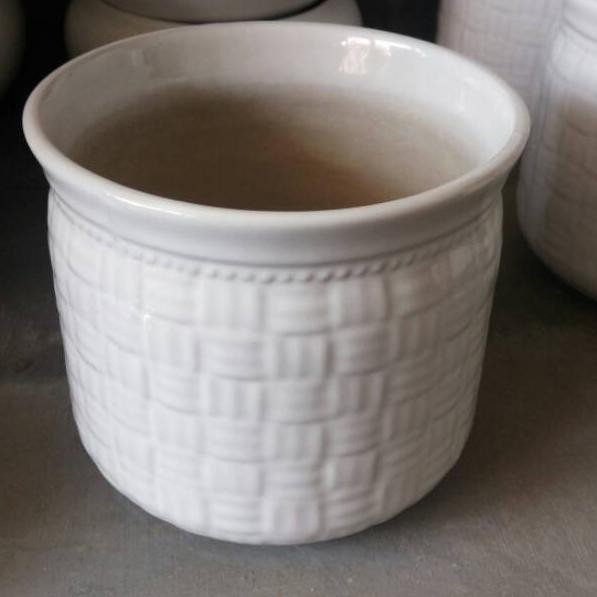 ー 6QH POT KERAMIK BUNDAR BESAR WARNA PUTIH ✭ ✿