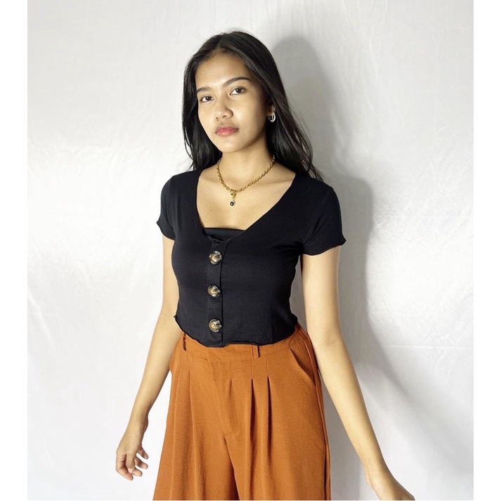 TOP CROP YUAN BOTTOM BLACK / ATASAN WANITA / BAJU WANITA