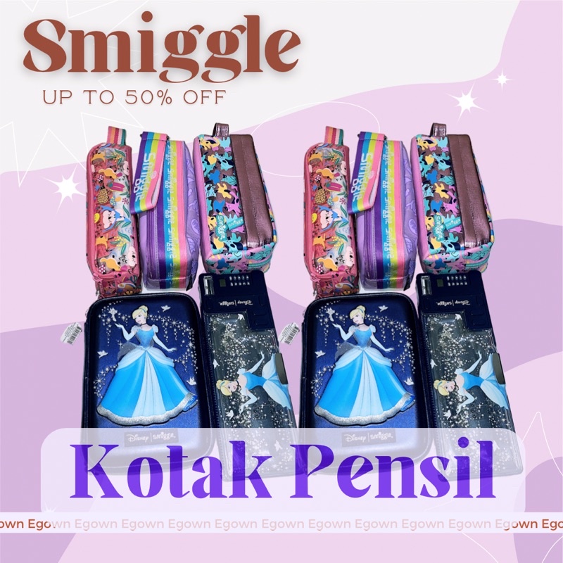 

Kado Anak Smiggle Original kotak pensil Pencil case Disne Princess cinderella Little mates smiggler illusion hey dase bright