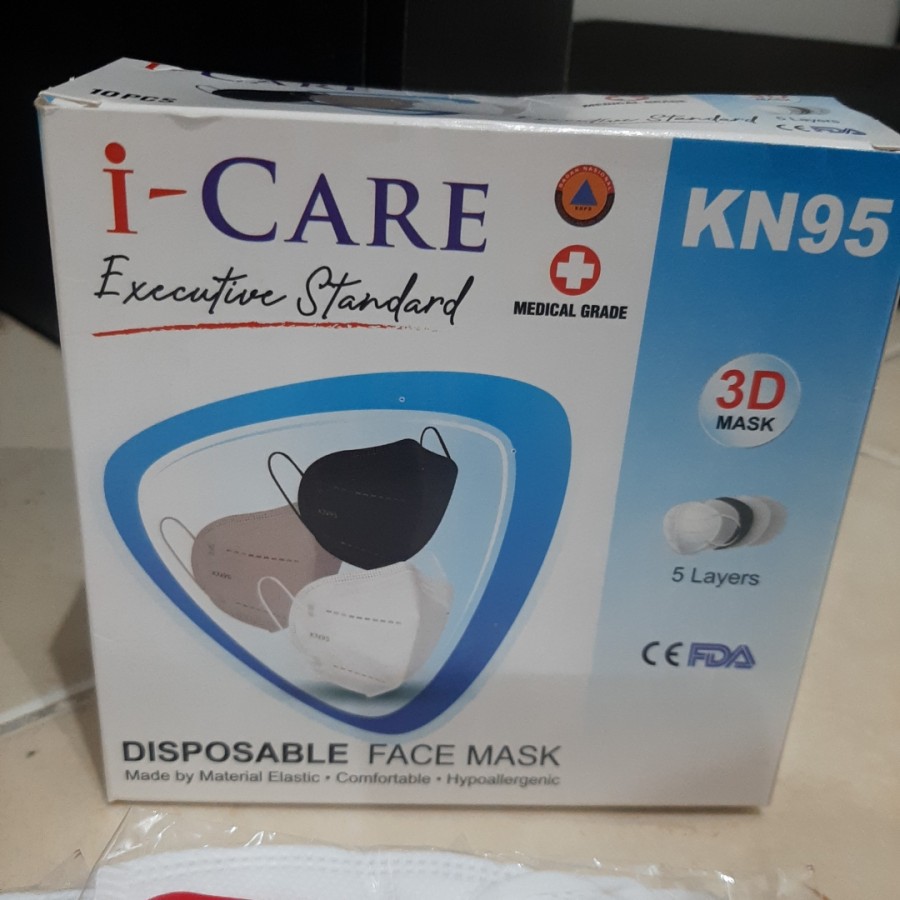 Masker i-care KN95 (iCARE) 5 ply Earloop 1box isi 10 pcs Packing plastik per pcs Higienis