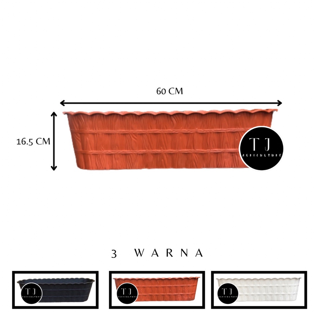 Pot Kayu Panjang 60 Citra Jaya Plastik (CJP) | Pot Bunga Segi Panjang Motif Kayu 60 CM