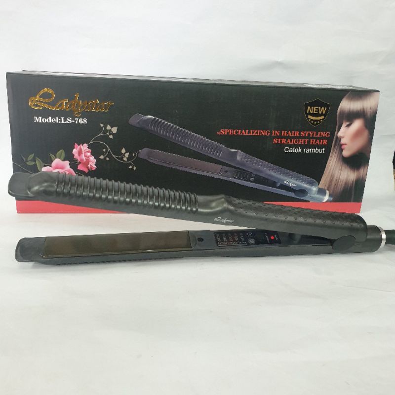 Catokan Rambut Ladystar Ls768 Alat Catok Suhu Panas Profesional Bagus 2in1 Curly Keriting Lurus dan Hair straightener Rebonding