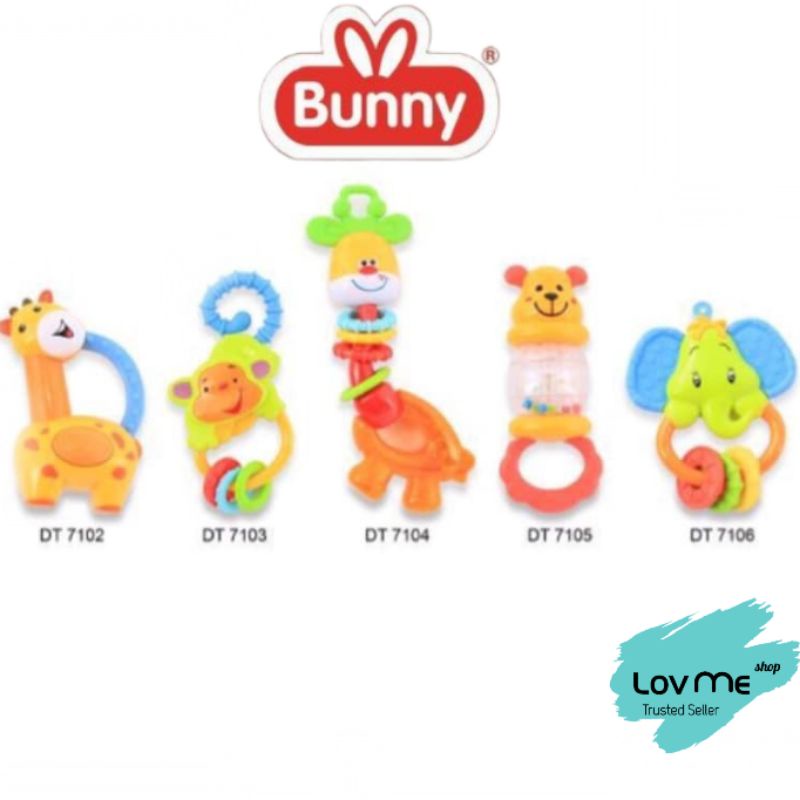 lov me❤Lusty Bunny Giraffe Rattle Teether DT 7104 Mainan Anak Bayi Gigitan Bisa Berbunyi- tulis keterangan motif varian