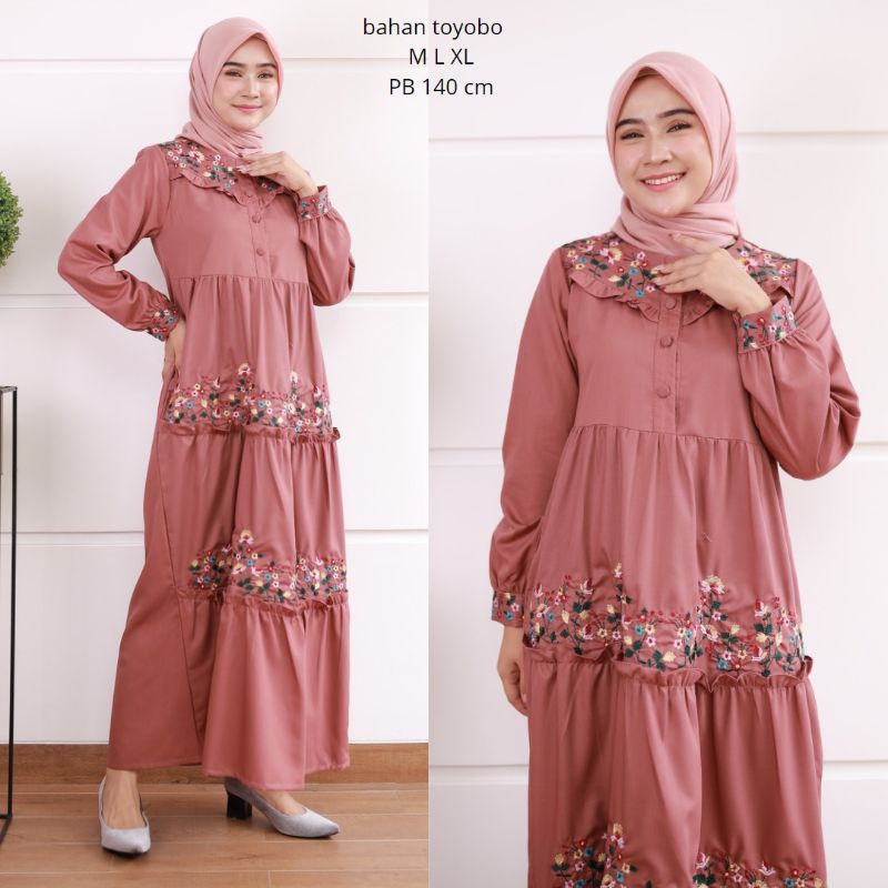 ZAJA - BAJU GAMIS FADHION PEREMPUAN SIZE JUMBO &amp; STANDARD KATUN TOYOBO POLOS BORDIR COMPUTER | GAMIS BORDIR KATUN TOYOBO BIG SIZE DAN SIZE STANDAR DESAIN MENAWAN DAN ELEGANT BUSANA MUSLIM PEREMPUAN / DRESS KATUN POLOS TOYOBO BORDIR