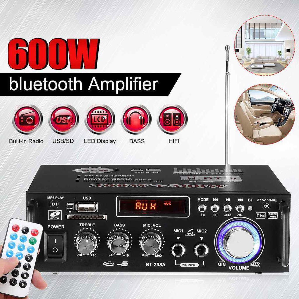 COD Power Ampli Amplifier Bluetooth 600W Karaoke Home Theater FM Radio