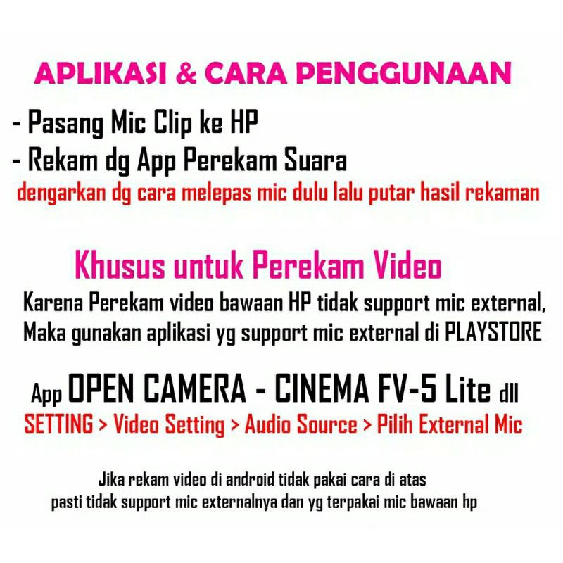 PAKET LENGKAP Mic Clip On Professional Microphone klip External HP Kamera DSLR