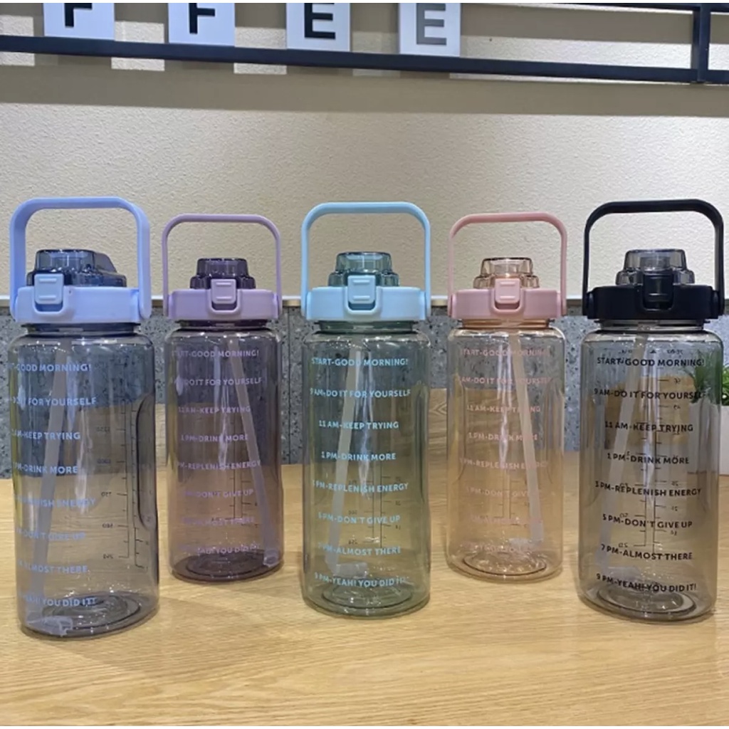 Amazon Brand - New Botol Polos 2 Liter DENGAN SEDOTAN LEPAS PASANG 100% ORIGINAL DAN BPA FREE