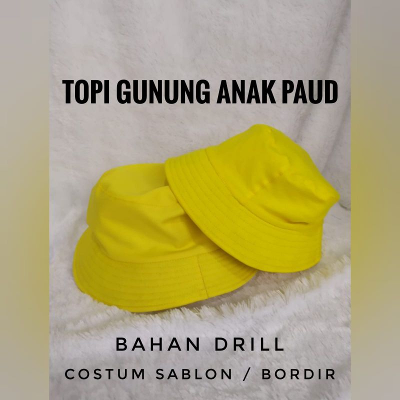 Topi Bucket/Topi Bundar Anak Polos dan Custom Logo Aneka Warna