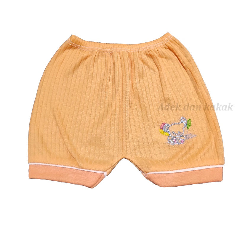 6 pcs celana pendek bayi bahan kaos salur (0-3 bulan)