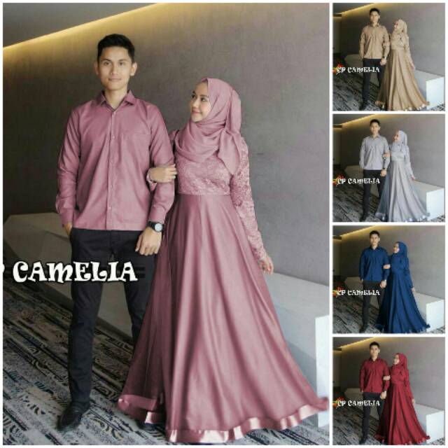 Gamis Couple Syari Couple Camelia Gamis Brukat Syari Baju pasangan Cewek Cowok