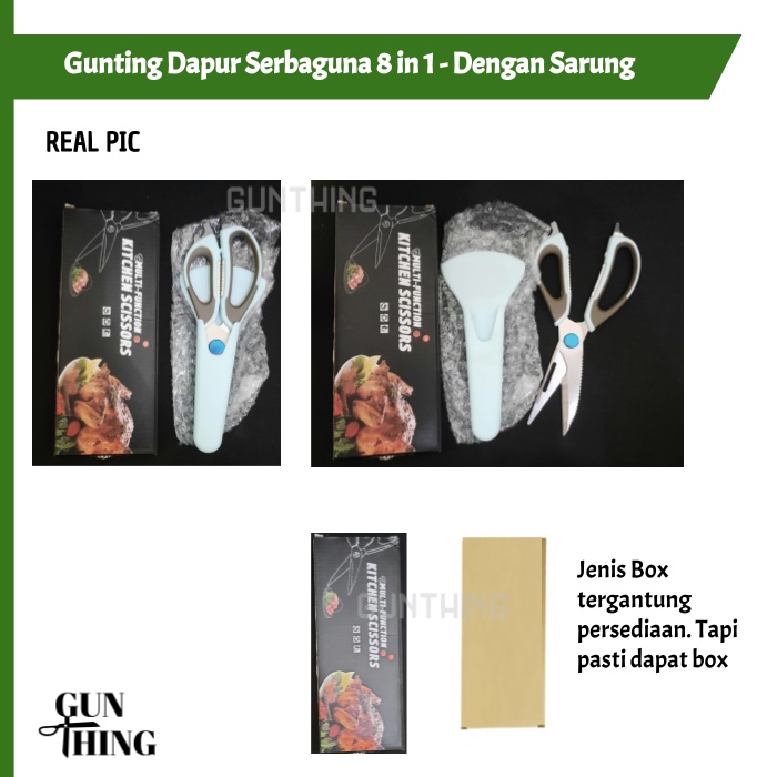 Gunting Dapur Multifungsi Serbaguna 8 in 1 - Dengan Sarung Magnet - Stainless Steel Warna Random