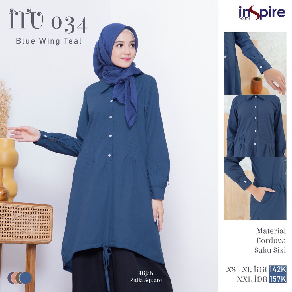 Inspire Tunik ITU 34 Bahan cordova Atasan Wanita Muslimah Baju Tunik Formal / Semiformal