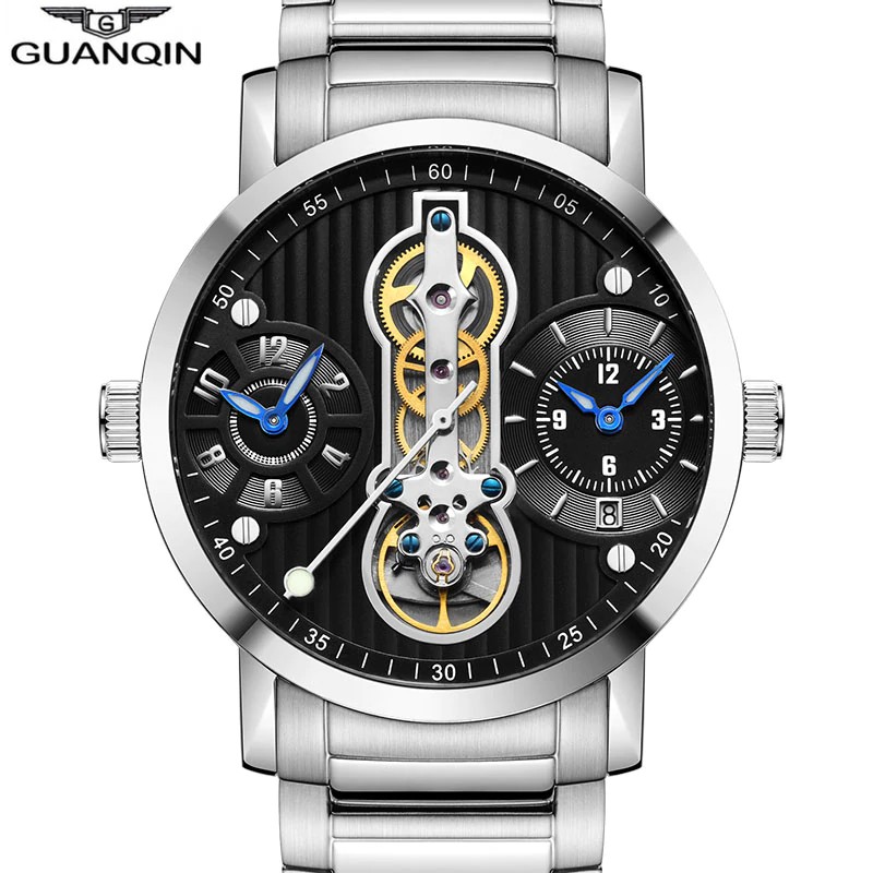 Jam tangan mekanik GUANQIN Automatic movement Tourbillon new 2019 Skeleton Relogio  sport Men