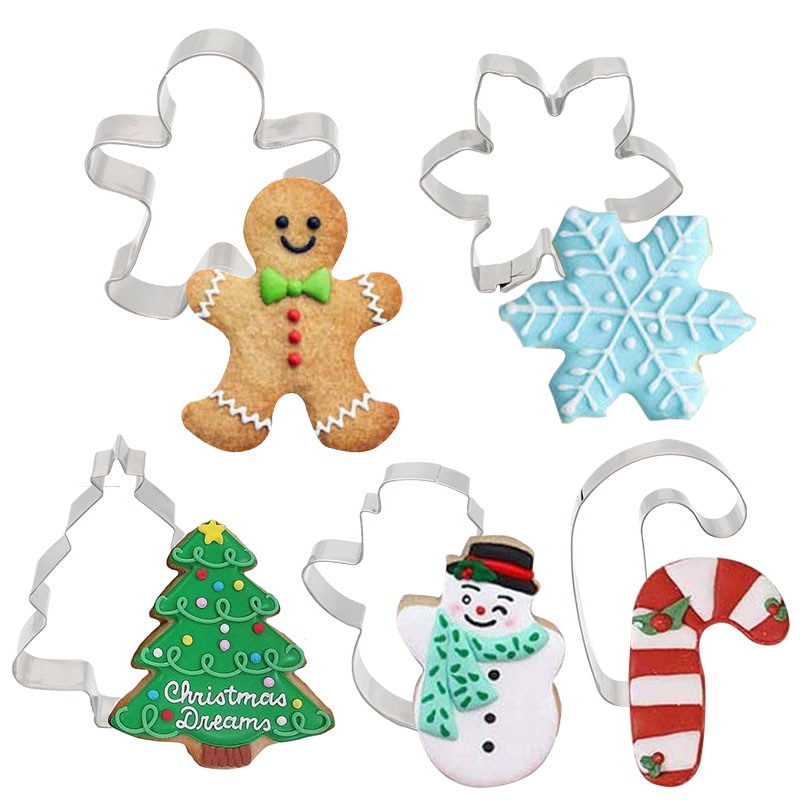 5Pcs/set Christmas Cookie Cutter Gingerbread Xmas Tree Biscuit Mold DIY Kitchen Baking Tool