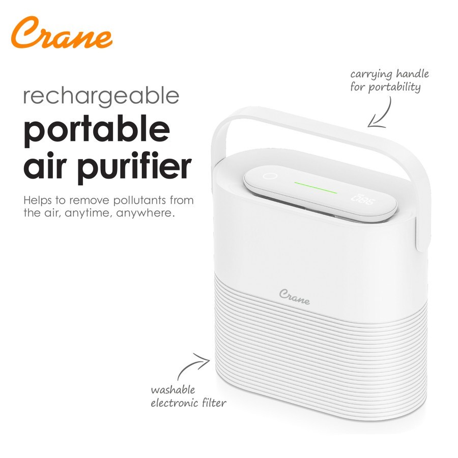 CRANE RECHARGEABLE PORTABLE AIR PURIFIER FREE BUBBLE WRAP