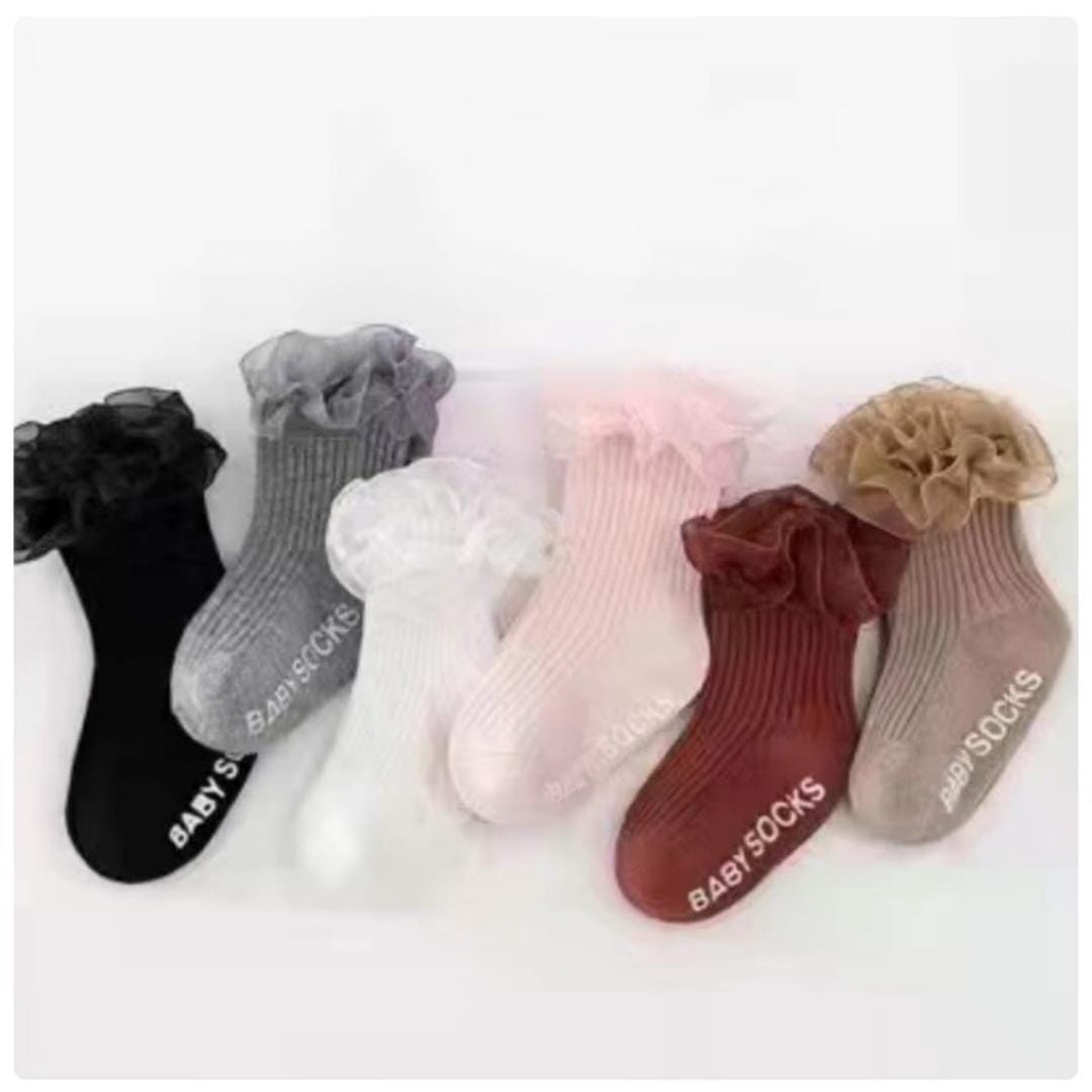 Catell Love Baby Sock Ruffle Organza Kaos Kaki Bayi Perempuan 1 Pcs