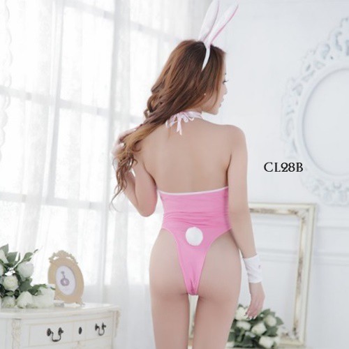 [TRUSTED SELLER] LINGERIE SEXY BAJU TIDUR WANITA KOSTUM COSPLAY BUNNY SUIT PINK CL28B