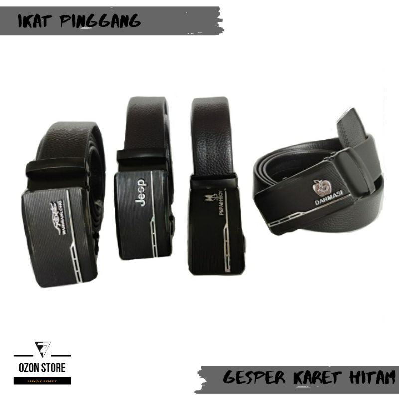 Ikat Pinggang Pria Sabuk Gesper Pria Belt Hitam Polos RELL DOFF