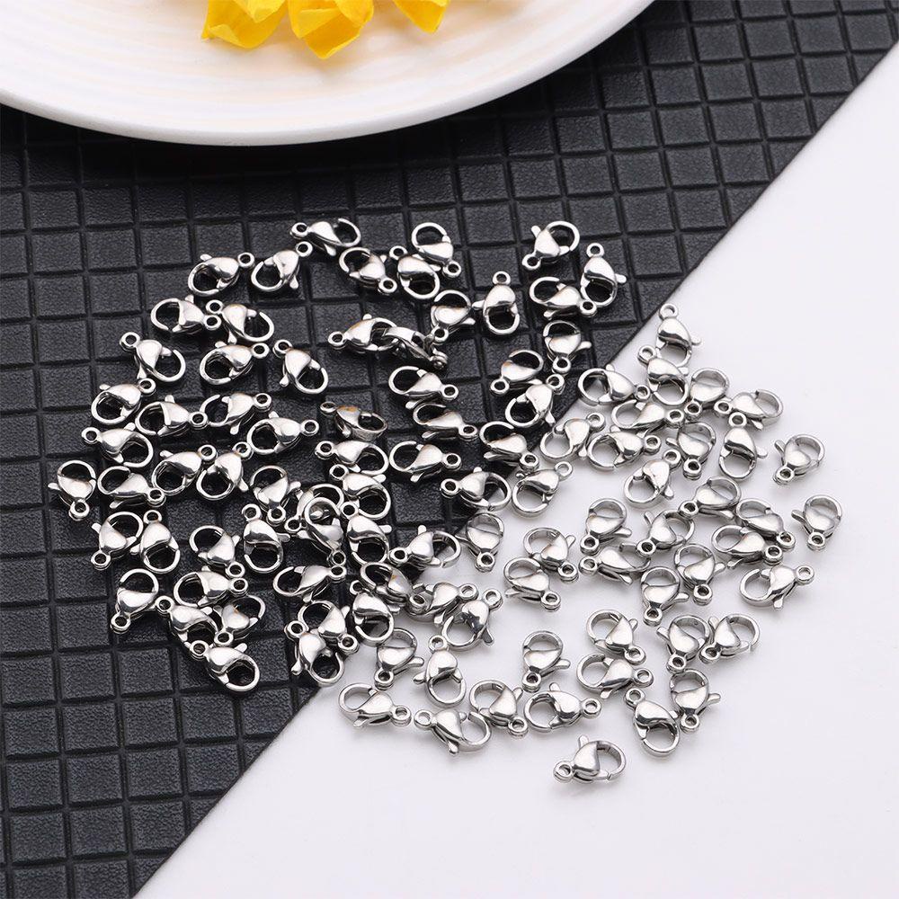 Lily 100pcs/bag Lobster Clasps Hooks Sliver Finding Accessories 304stainless Steel Gantungan Kunci Key Ring Membuat Perhiasan