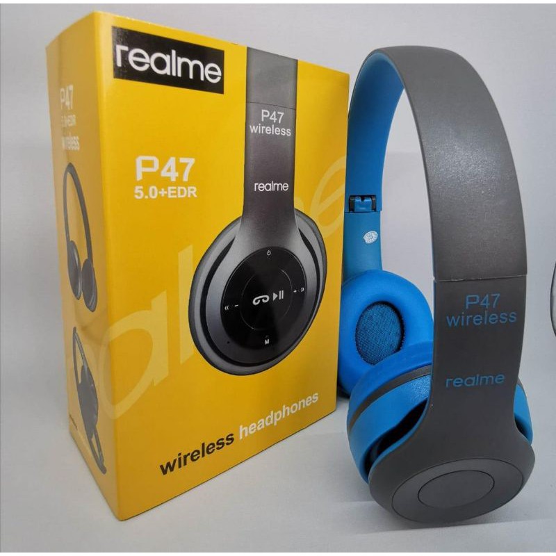 Headphone Bluetooth P47 Realme Wireless headphone earphone earpod headset handsfree music gaming