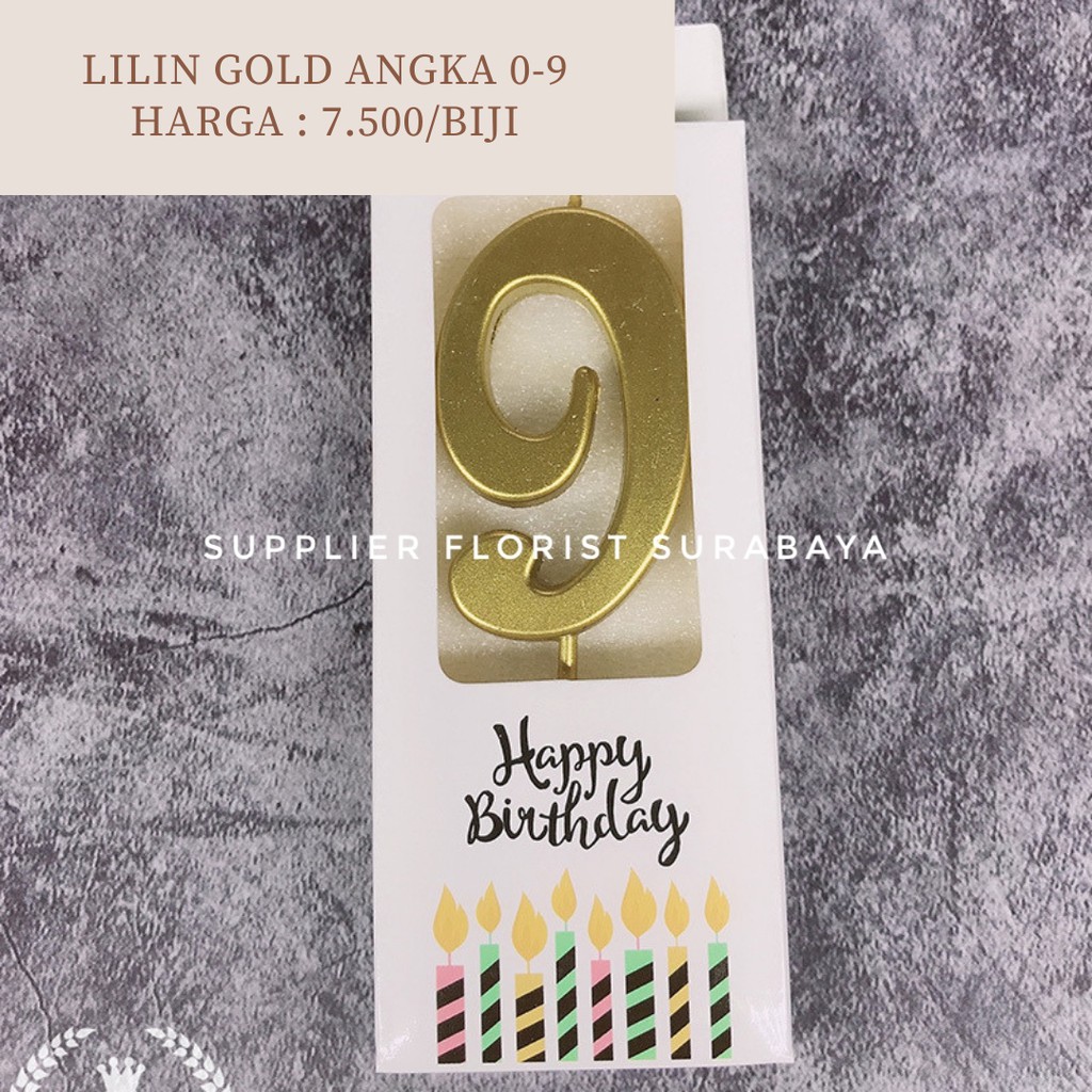 LILIN ANGKA ULANG TAHUN HAPPY BIRTHDAY GOLD 0-9