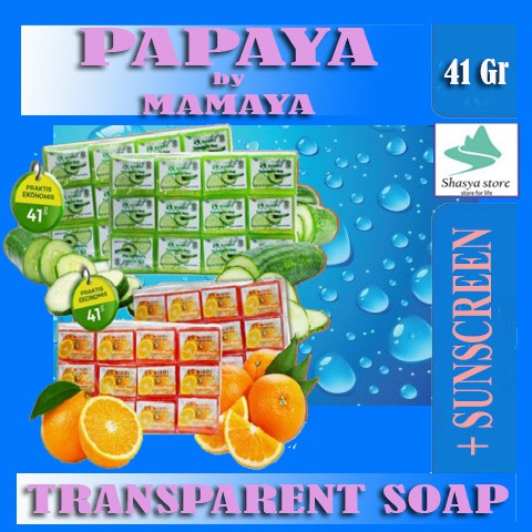 ✨SHASYA✨ MAMAYA Transparent Soap (✔️BPOM) Sabun batang Mini by Papaya 41 Gr SOAP CUCUMBER | Sabun Transparan Mentimun