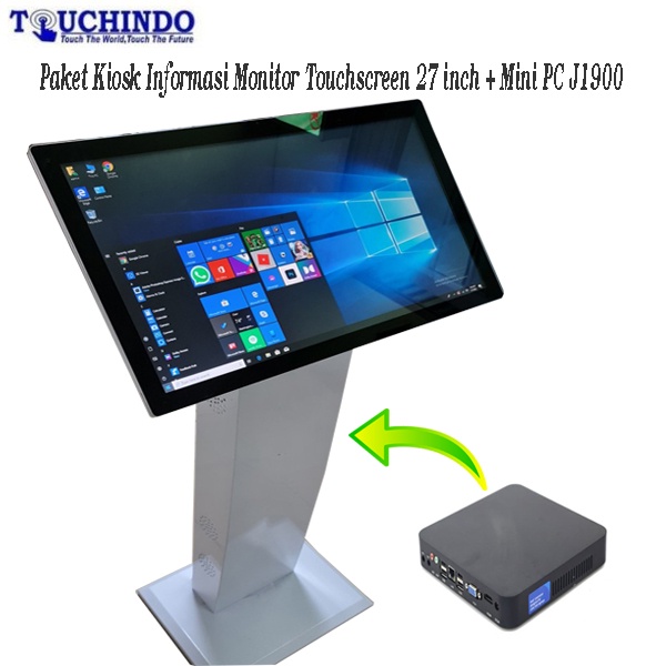 Paket Monitor Touchscreen 27 inch Standing Big 1.2 Meter + Mini PC J1900