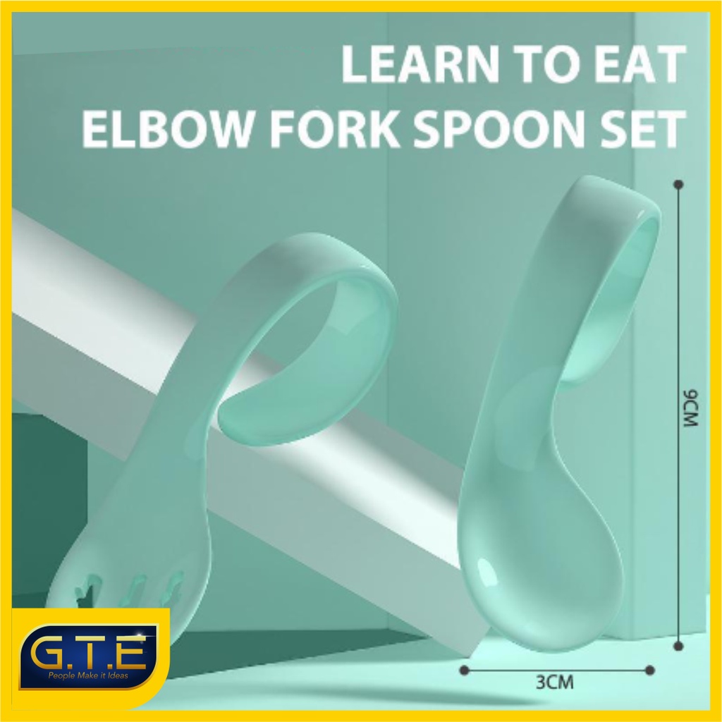 GTE | sendok Melengkung Untuk Bayi Belajar Makan/sendok garpu+ case bayi melengkung alat makan anak balita bayi