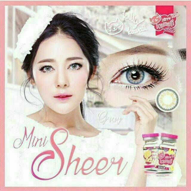 Original Softlens KITTY KAWAII MINI SHEER GREY Softlens Minus Normal Cantik Murah