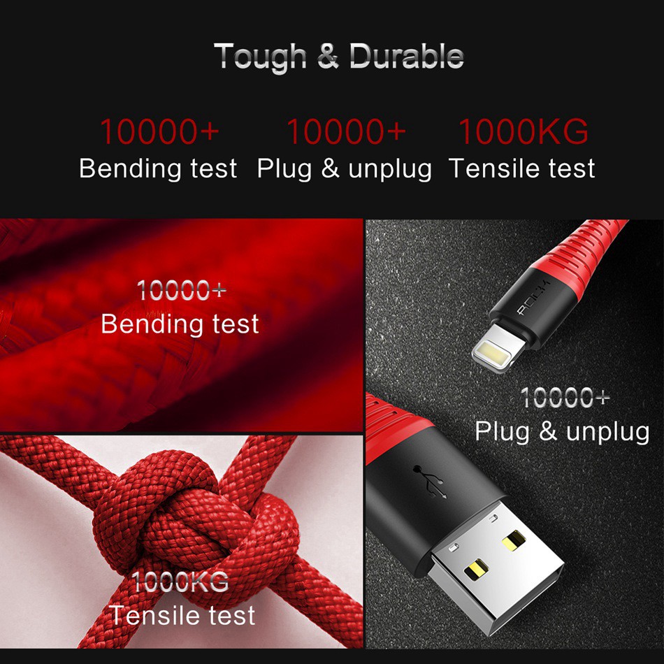 ROCK Hi-Tensile Lightning Cable Fast Charge &amp; Sync