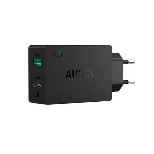 AUKEY PA-Y2 - Desktop Wall Charger - USB Port and Type-C - Support QC3.0