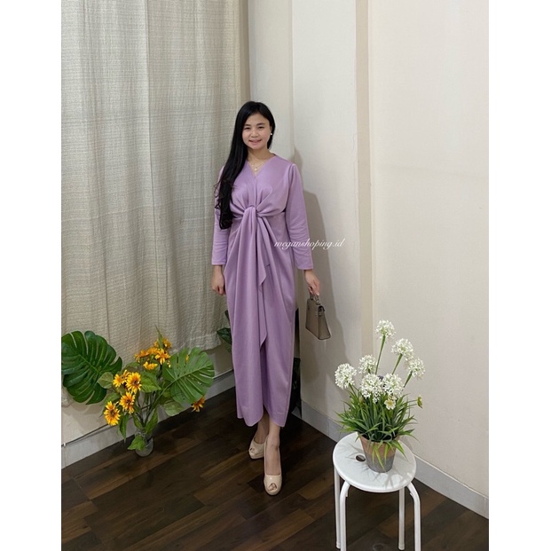 Elencia Dress Long Dress Maxi Dress Fashion Wanita Hijab Friendly - meganshoping-Lilac