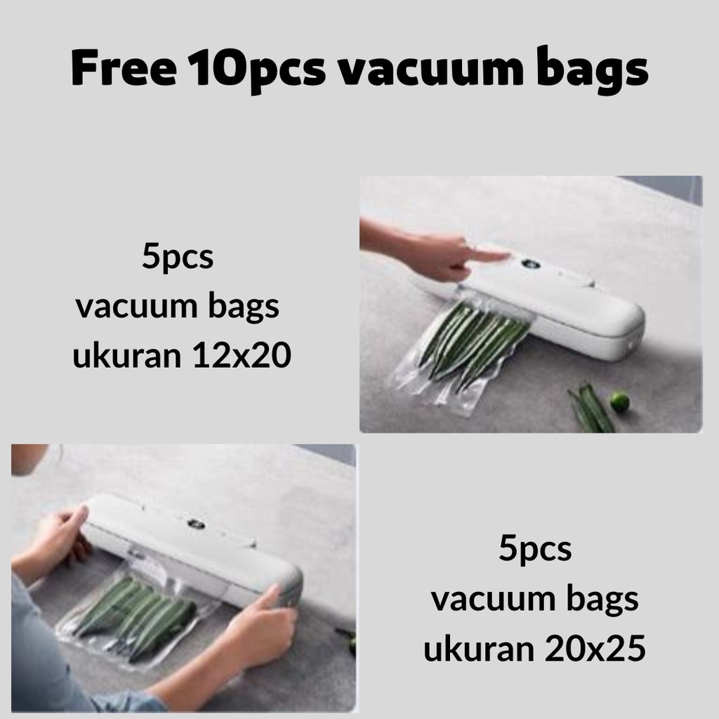 DS Vacum Sealer Mesin Vakum Plastik - Vacum sealer Makanan Basah dan Kering Multifungsi FK-7912 ( Free 10pc Vacum Bags )