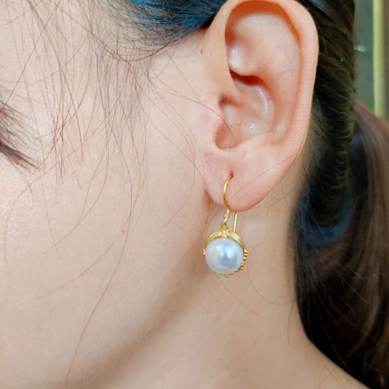 anting ukir Bulat sirkon