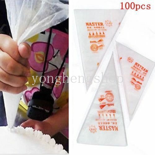 100pcs / set Kantong Piping Bag Sekali Pakai Untuk Dekorasi Kue / Cupcake / Pastry DIY