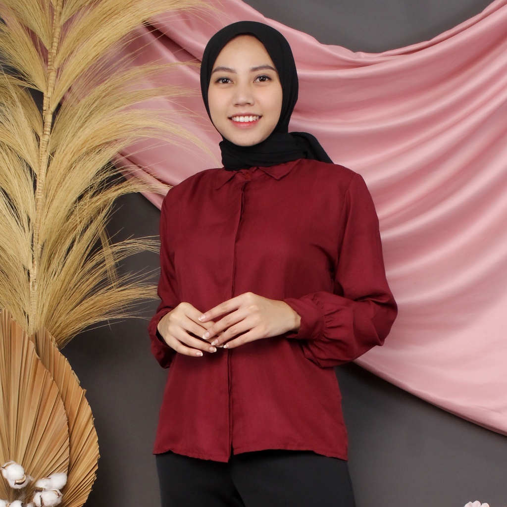 Rx Fashion-Baju Atasan Wanita / Giovani Shirt-MAROON