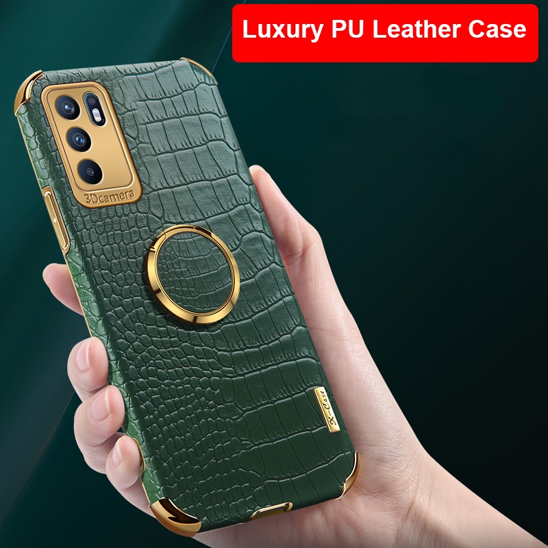 oppo reno 6 4g reno 6 pro 5g soft case luxury pu leather shockproof cover with ring holder