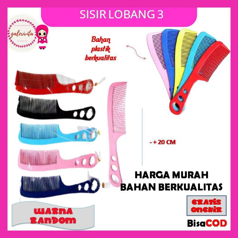 Sisir Warna Polos/Sisir Plastik Besar Tiga Lubang/Sisir Rambut/Sisir BesarA130