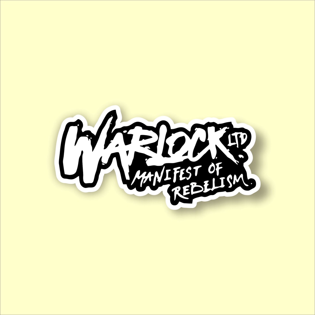 

Stiker brand distro Warlock stiker murah bahan graftac anti air