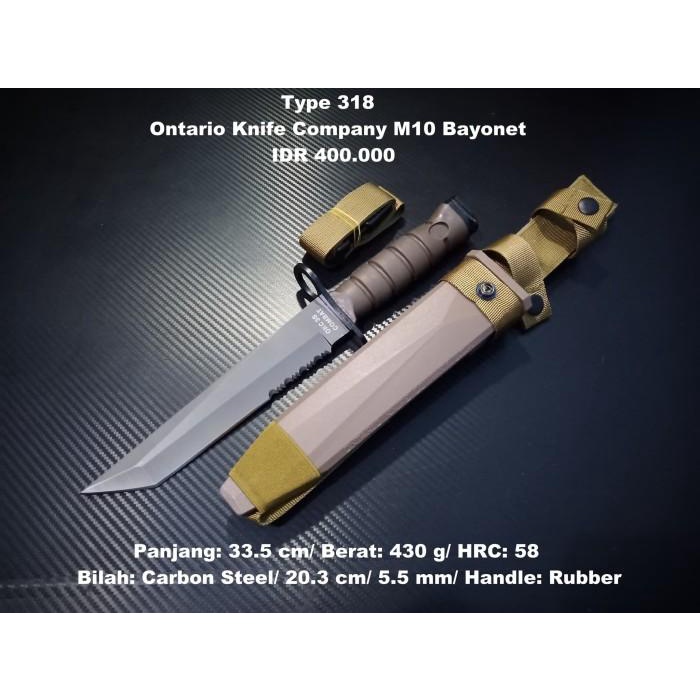 Kit | Pisau Outdoor Ontario Knife Company M10 Bayonet Super Murah