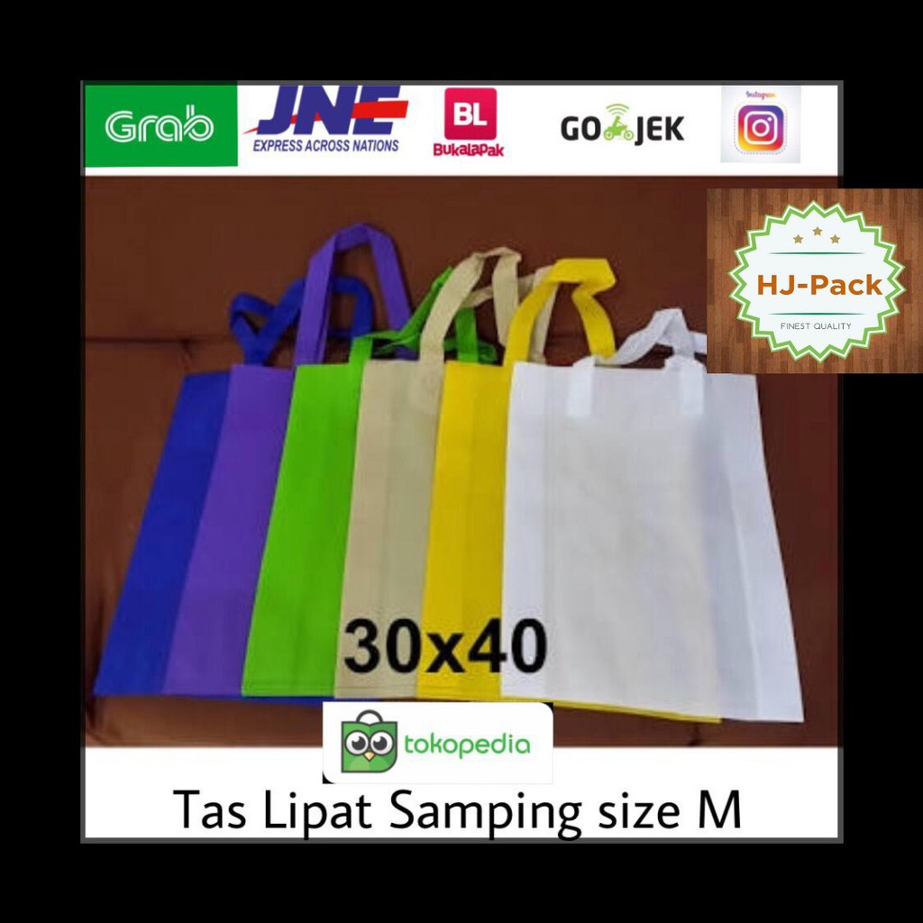 

TAS KAIN HANDLE LIPAT SAMPING UK L 30X40 / GOODIEBAG KAIN / SHOPPINGBAG KAIN MIN ORDER 12