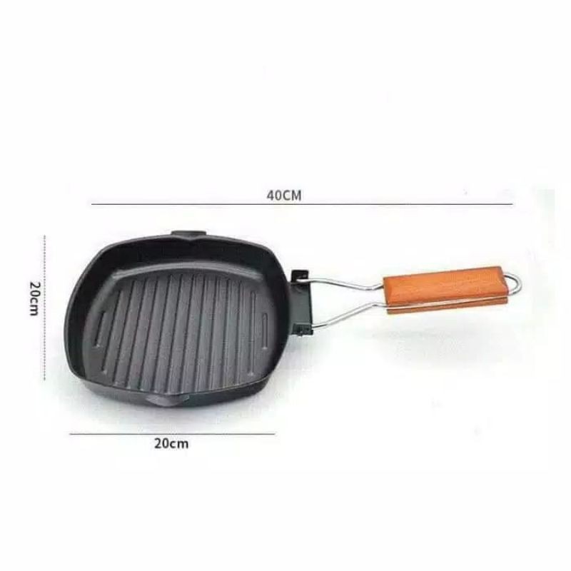 (PROMO) COD Panggangan Lipat SQUARE GRILL PAN 20CM / PEMANGGANG ANTI LENGKET / PANGGANGAN / Teflon