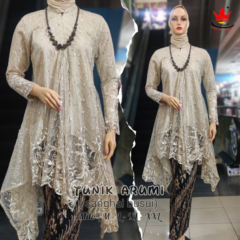 IndahKebaya | SETELAN KEBAYA SANGHAI BUSUI JUMBO / KEBAYA TILLE TUNIK /  BAJU MODERN RESLETING DEPAN